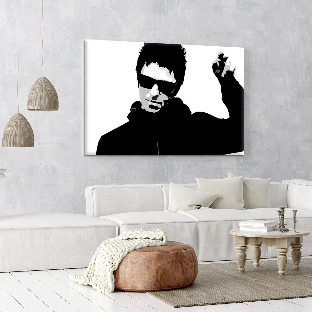 Liam Gallagher Black and White Canvas Print or Poster - Canvas Art Rocks - 6