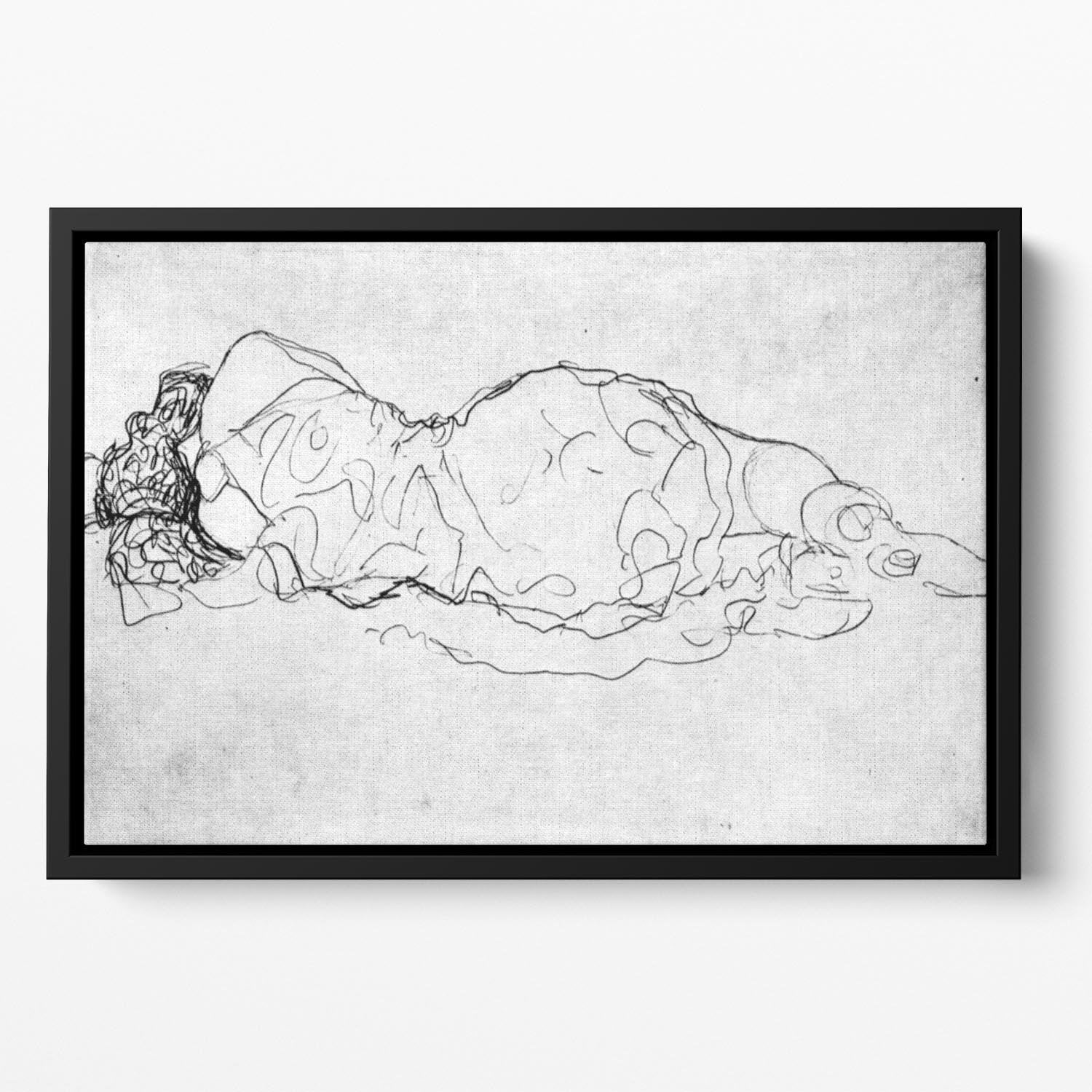 Liegende back figure by Klimt Floating Framed Canvas