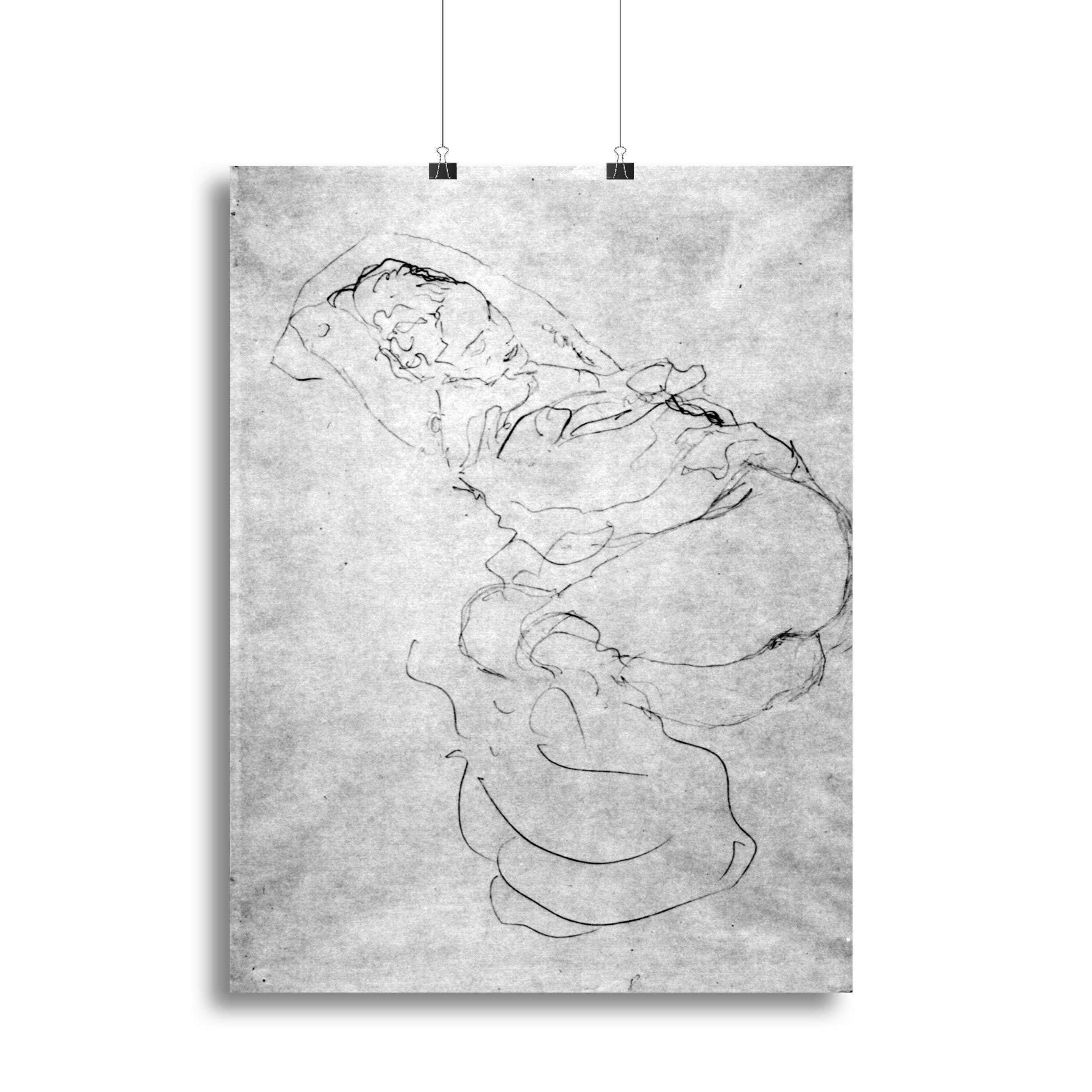 Liegender female over the head with entangled arms by Klimt Canvas Print or Poster