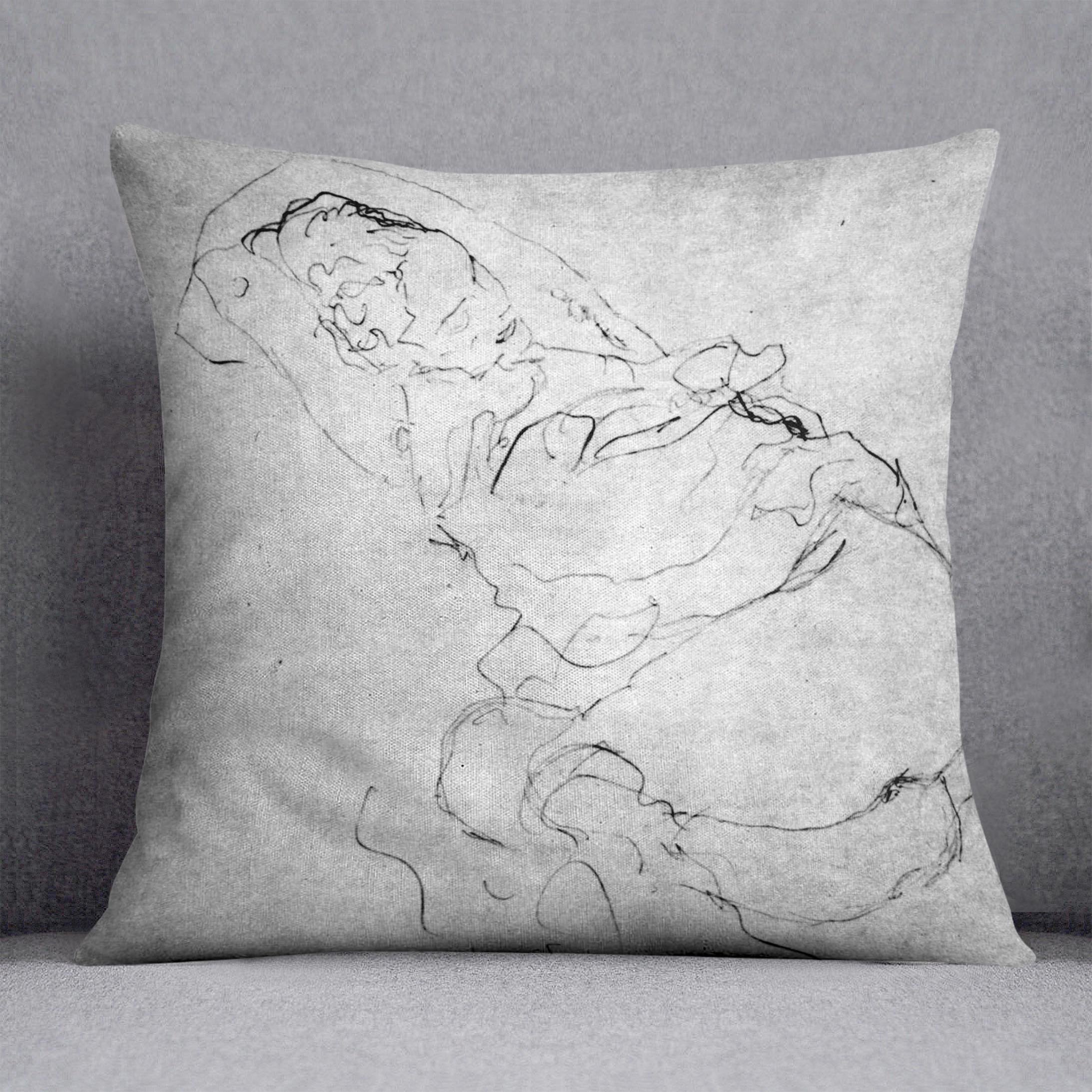 Liegender female over the head with entangled arms by Klimt Throw Pillow