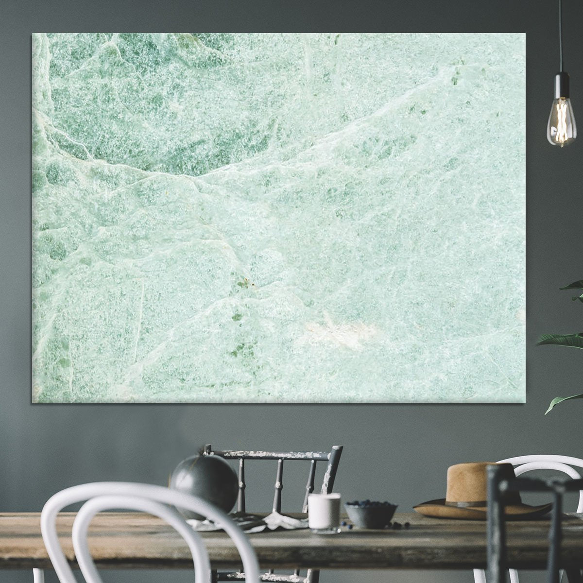 Light Green Cracked Marble Canvas Print or Poster