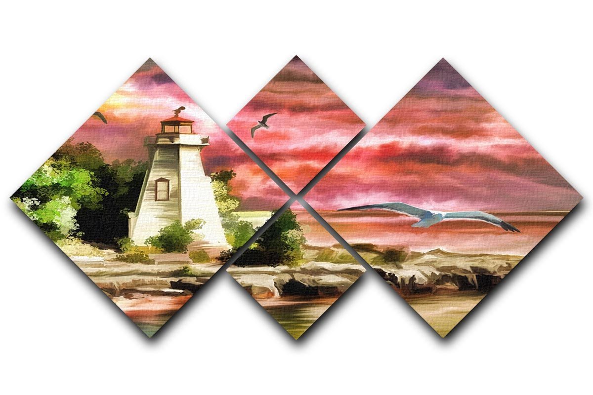 Lighthouse 4 Square Multi Panel Canvas  - Canvas Art Rocks - 1