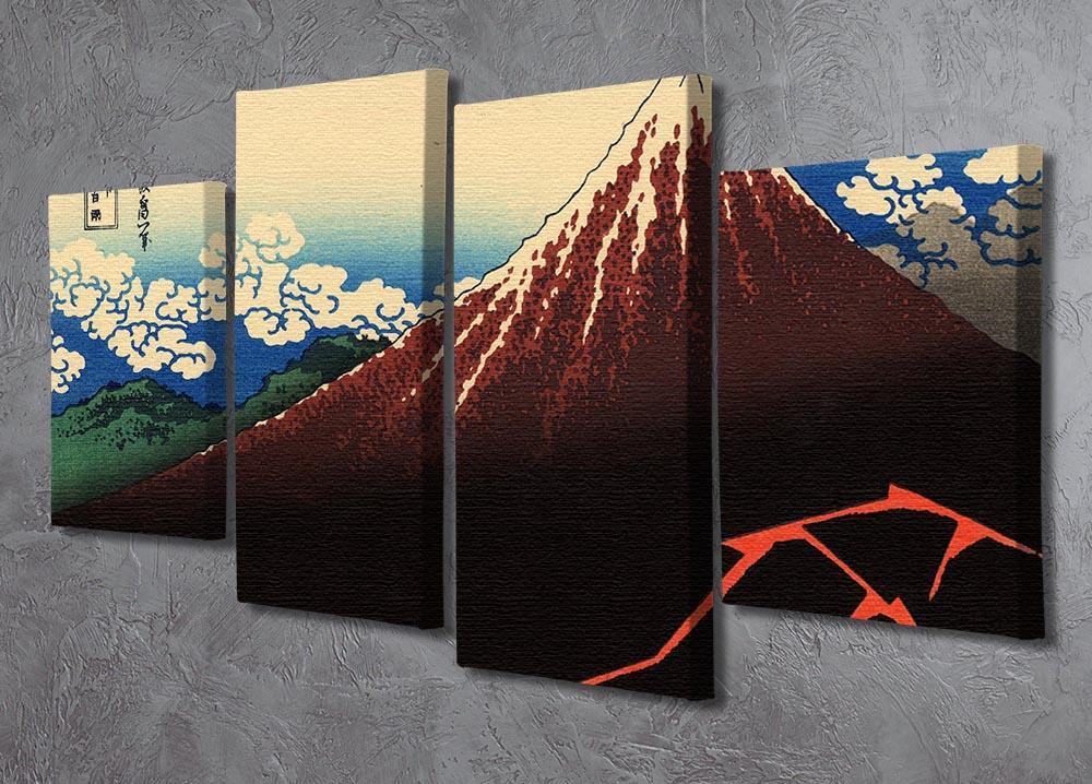 Lightning below the summit by Hokusai 4 Split Panel Canvas - Canvas Art Rocks - 2