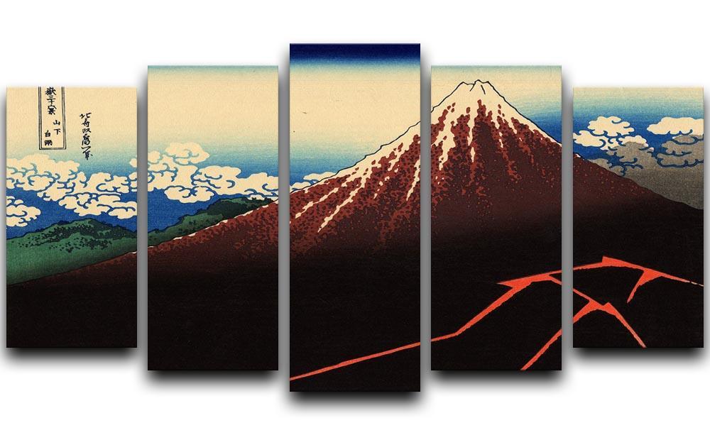 Lightning below the summit by Hokusai 5 Split Panel Canvas  - Canvas Art Rocks - 1