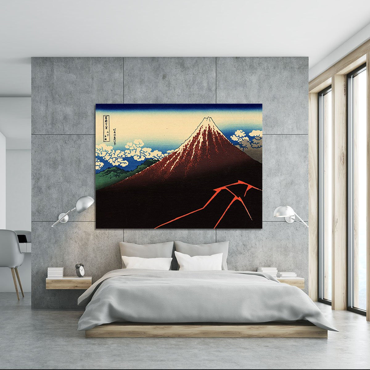 Lightning below the summit by Hokusai Canvas Print or Poster