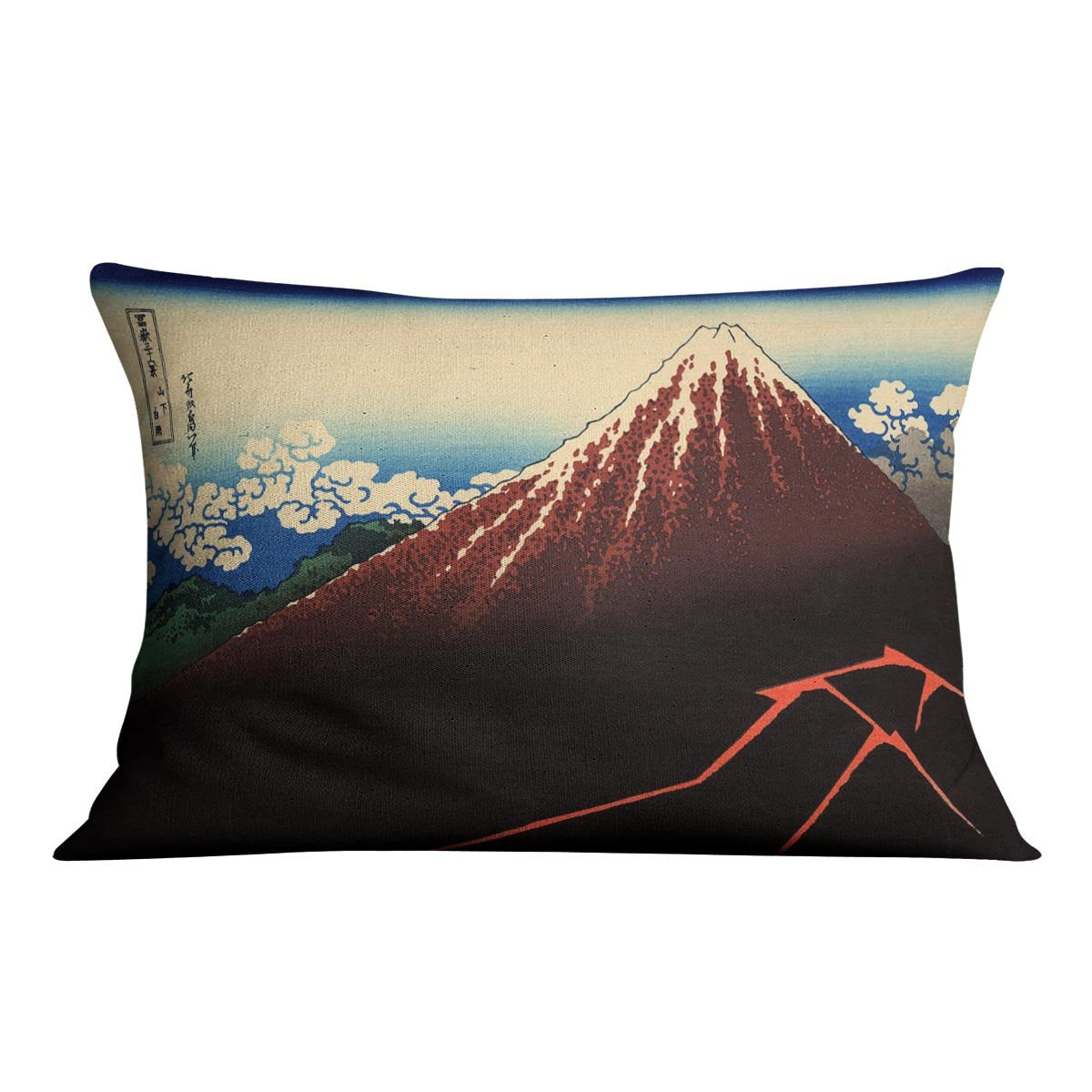 Lightning below the summit by Hokusai Throw Pillow