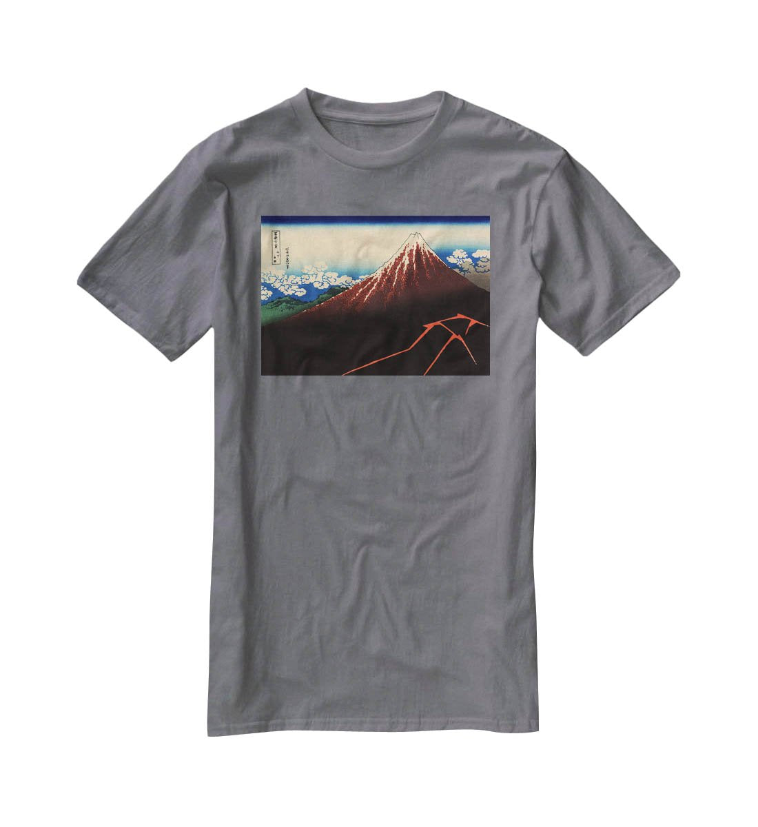 Lightning below the summit by Hokusai T-Shirt - Canvas Art Rocks - 3