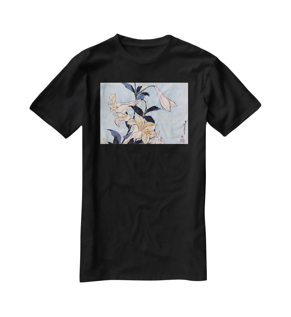 Lilies by Hokusai T-Shirt - Canvas Art Rocks - 1