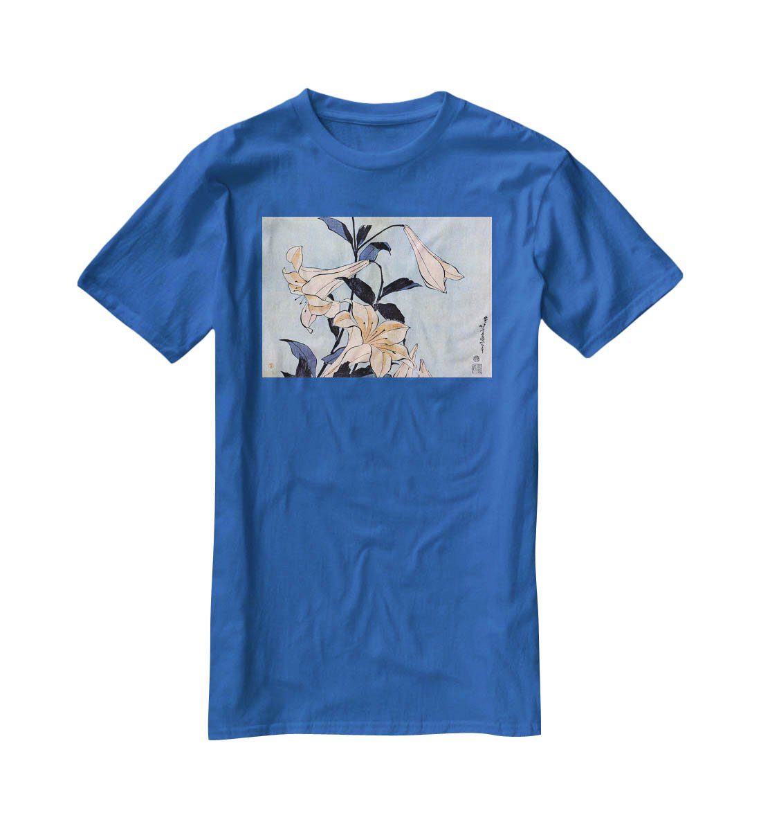 Lilies by Hokusai T-Shirt - Canvas Art Rocks - 2