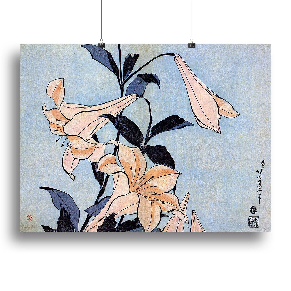 Lilies by Hokusai Canvas Print or Poster