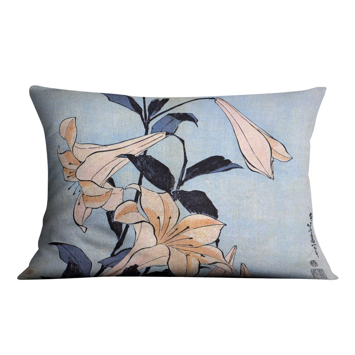 Lilies by Hokusai Cushion