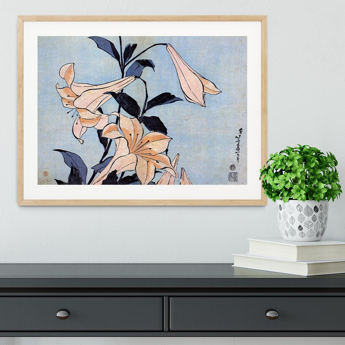 Lilies by Hokusai Framed Print - Canvas Art Rocks - 3