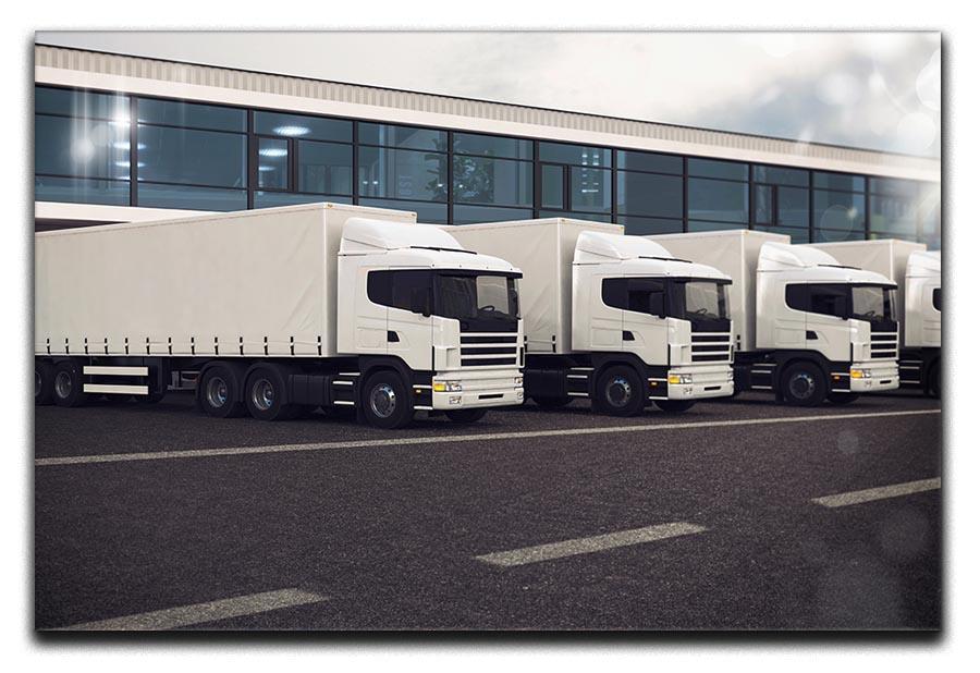 Line of white lorries Canvas Print or Poster  - Canvas Art Rocks - 1