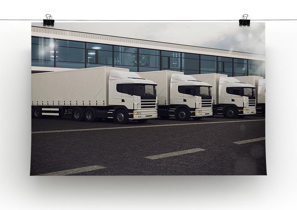 Line of white lorries Canvas Print or Poster - Canvas Art Rocks - 2