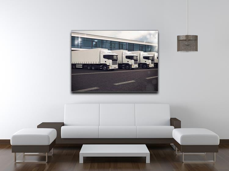Line of white lorries Canvas Print or Poster - Canvas Art Rocks - 4