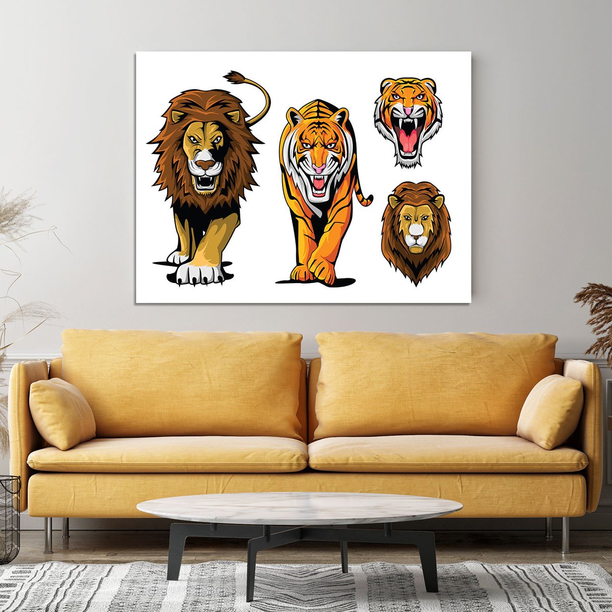 Lion And Tiger Canvas Print or Poster
