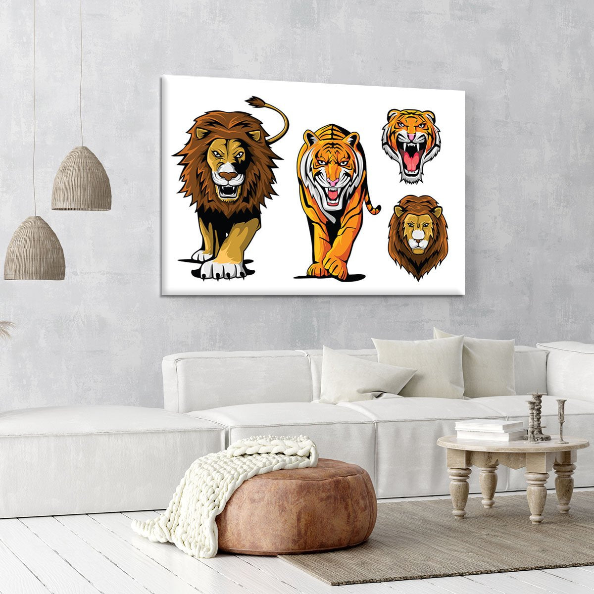Lion And Tiger Canvas Print or Poster
