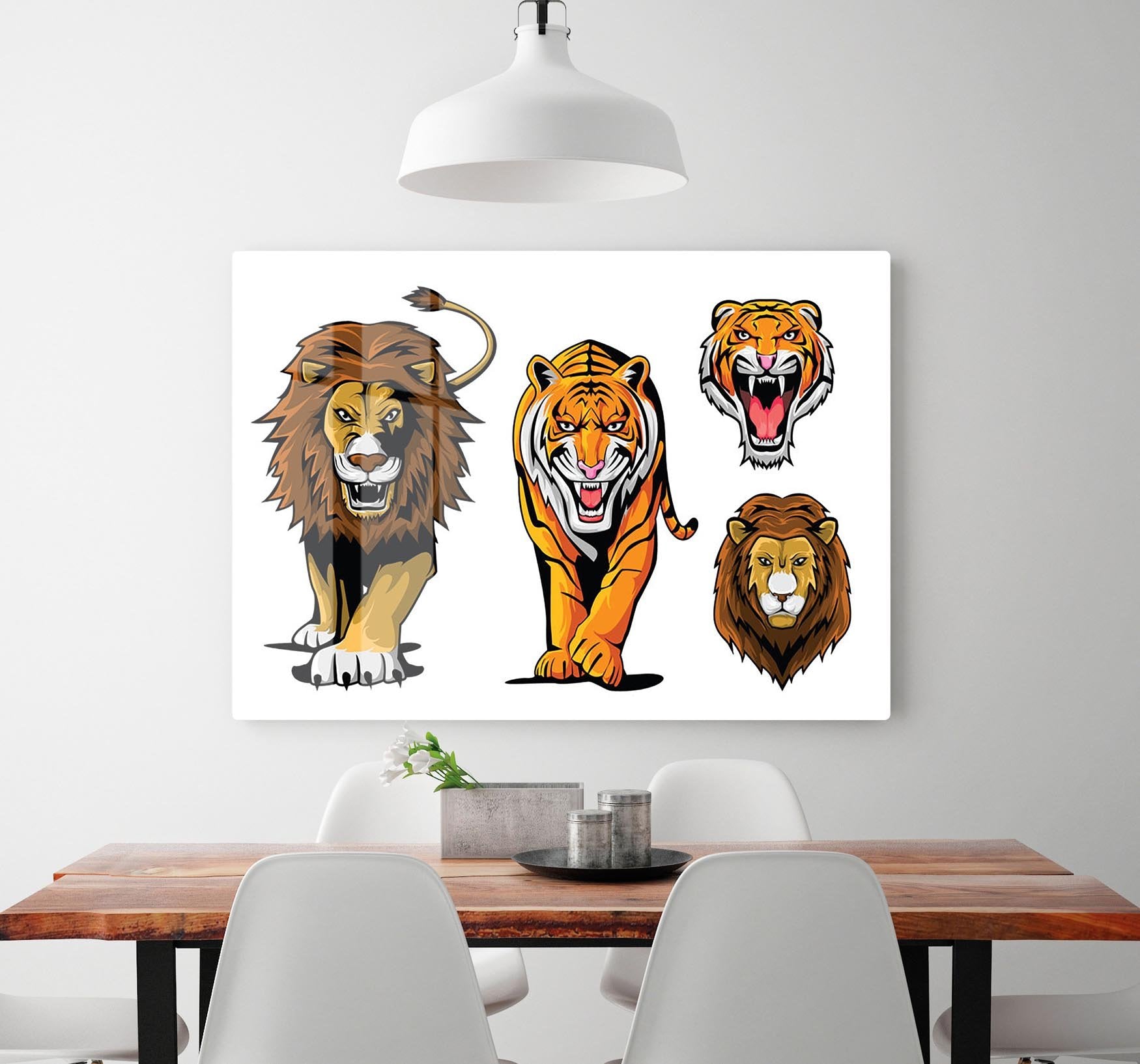 Lion And Tiger HD Metal Print - Canvas Art Rocks - 2