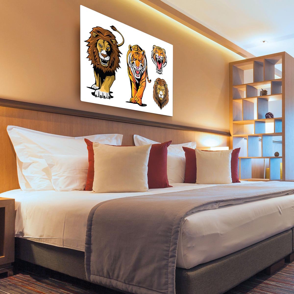 Lion And Tiger HD Metal Print - Canvas Art Rocks - 3