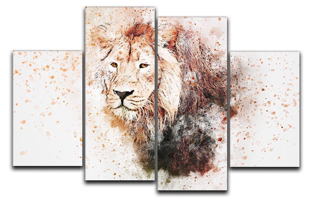 Lion Splatter 4 Split Panel Canvas  - Canvas Art Rocks - 1