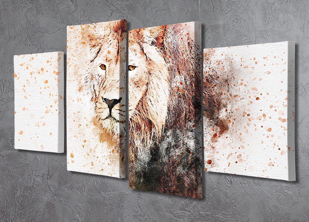 Lion Splatter 4 Split Panel Canvas - Canvas Art Rocks - 2
