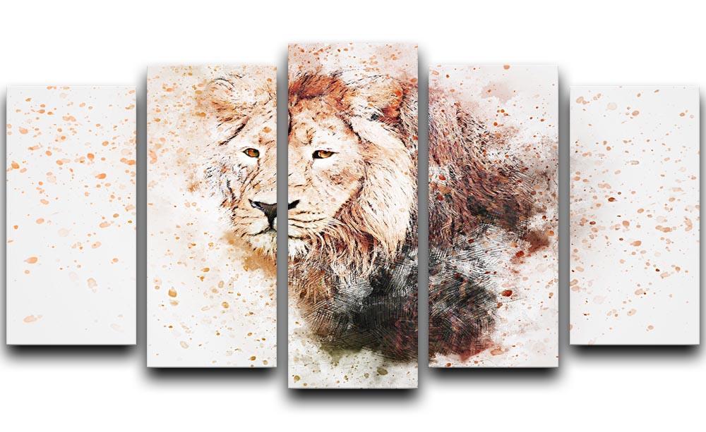 Lion Splatter 5 Split Panel Canvas  - Canvas Art Rocks - 1
