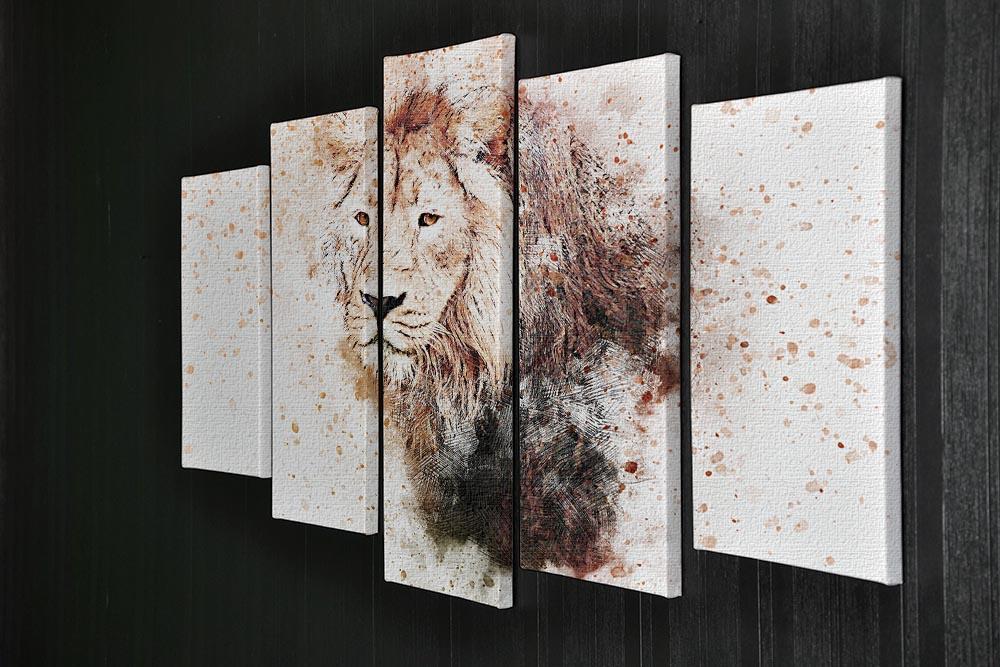 Lion Splatter 5 Split Panel Canvas - Canvas Art Rocks - 2