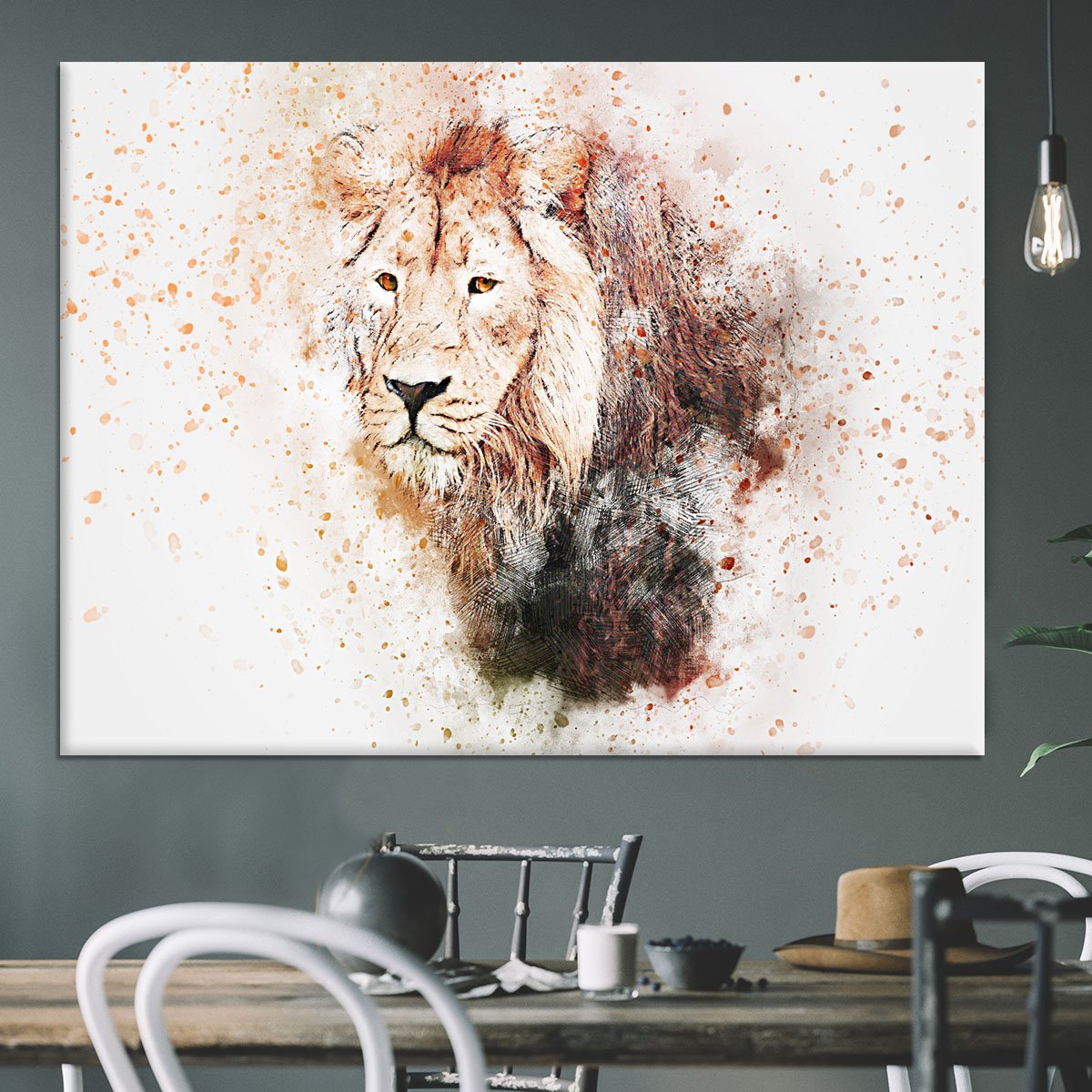 Lion Splatter Canvas Print or Poster