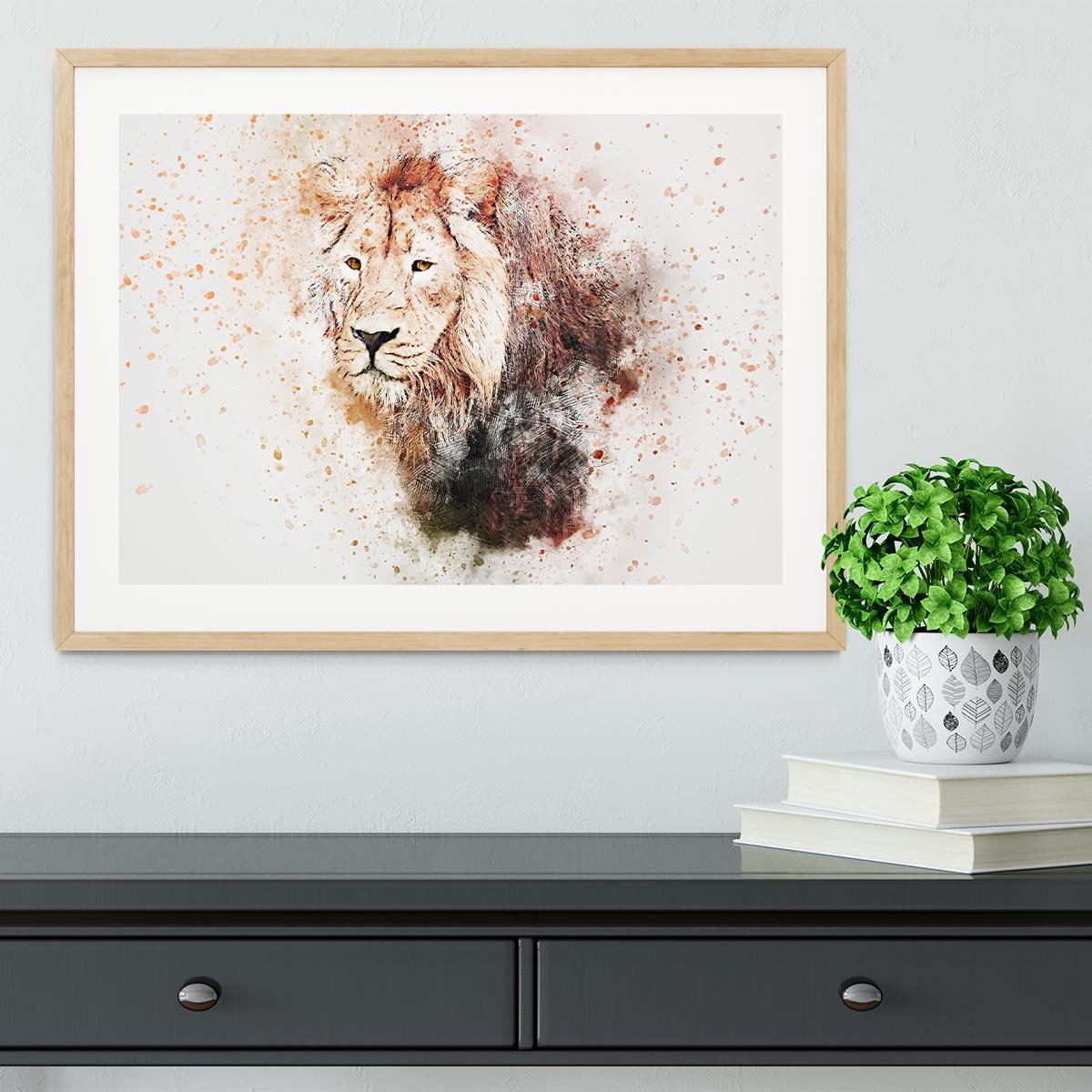 Lion Splatter Framed Print - Canvas Art Rocks - 3