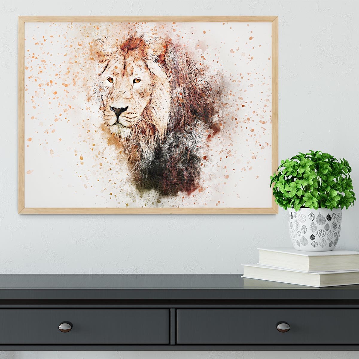 Lion Splatter Framed Print - Canvas Art Rocks - 4