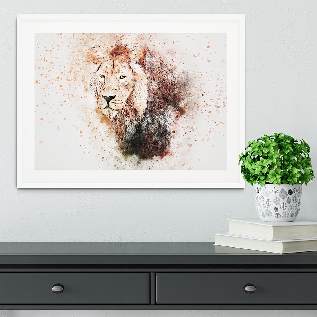 Lion Splatter Framed Print - Canvas Art Rocks - 5