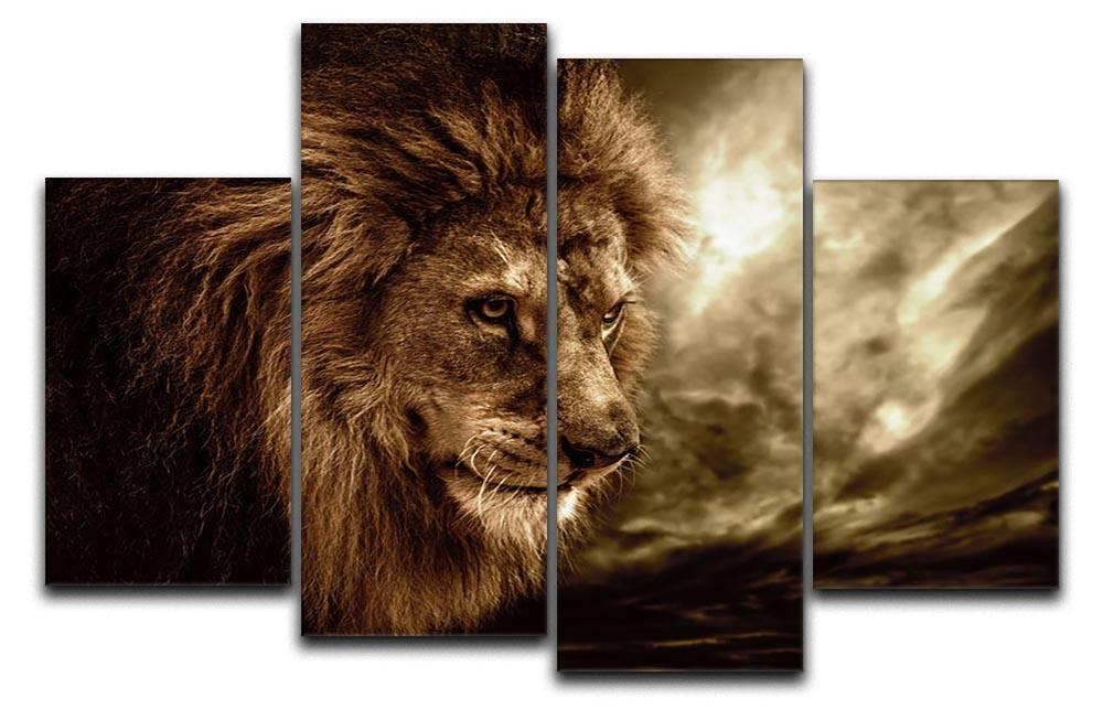 Lion against stormy sky 4 Split Panel Canvas - Canvas Art Rocks - 1