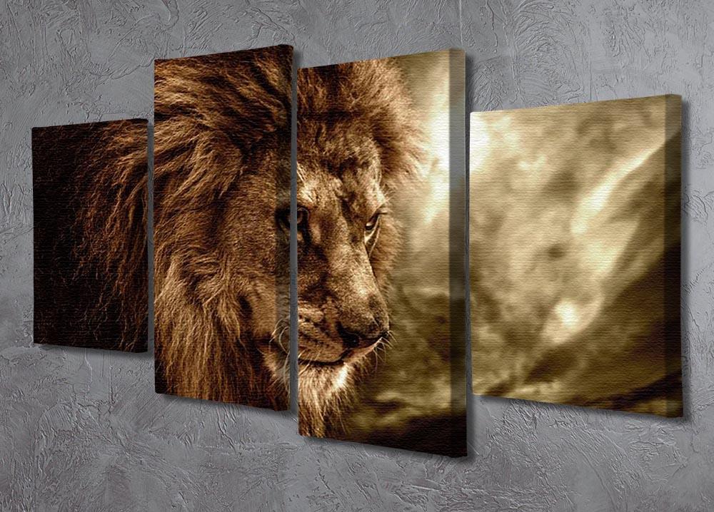 Lion against stormy sky 4 Split Panel Canvas - Canvas Art Rocks - 2