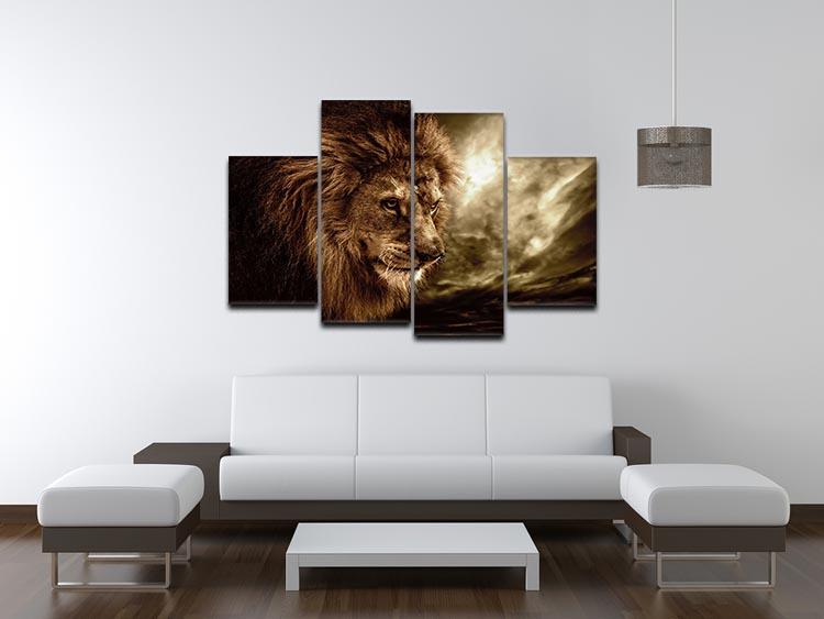 Lion against stormy sky 4 Split Panel Canvas - Canvas Art Rocks - 3