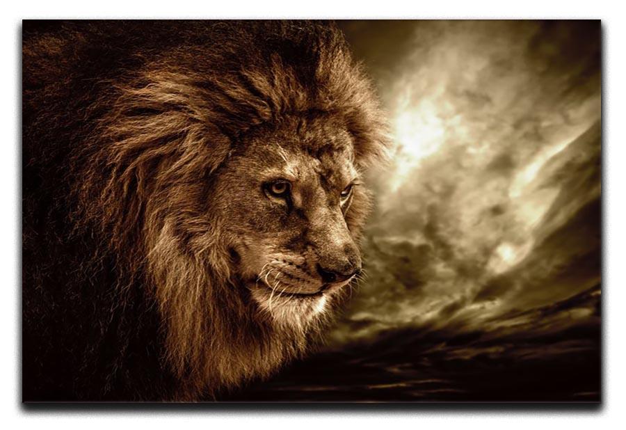 Lion against stormy sky Canvas Print or Poster - Canvas Art Rocks - 1