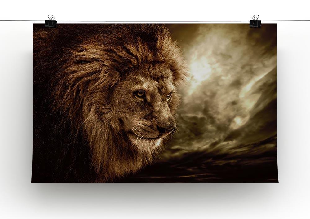 Lion against stormy sky Canvas Print or Poster - Canvas Art Rocks - 2