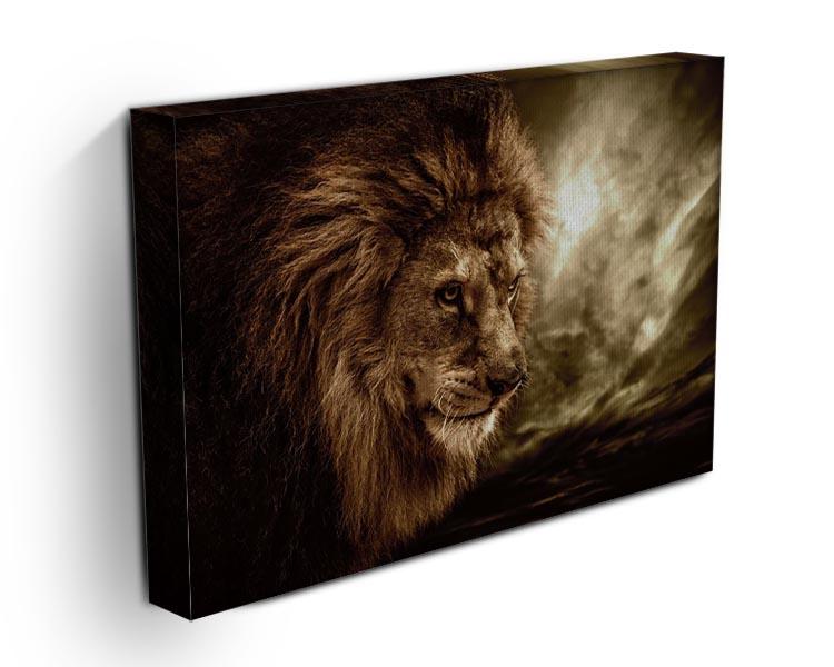 Lion against stormy sky Canvas Print or Poster - Canvas Art Rocks - 3