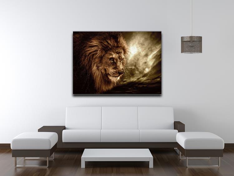 Lion against stormy sky Canvas Print or Poster - Canvas Art Rocks - 4
