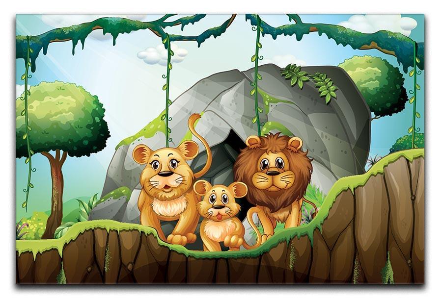 Lion family living in the jungle Canvas Print or Poster - Canvas Art Rocks - 1