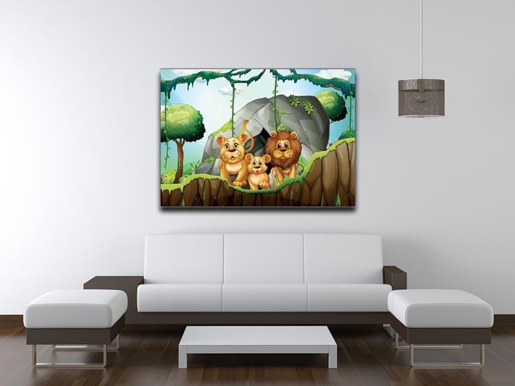 Lion family living in the jungle Canvas Print or Poster - Canvas Art Rocks - 4
