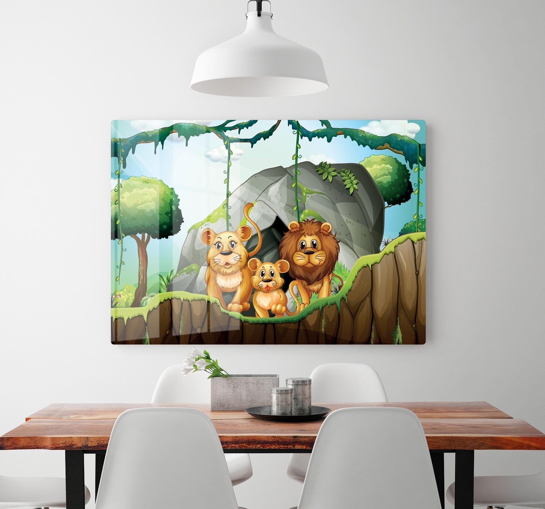 Lion family living in the jungle HD Metal Print - Canvas Art Rocks - 2