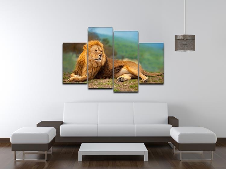 Lion male having a rest 4 Split Panel Canvas - Canvas Art Rocks - 3