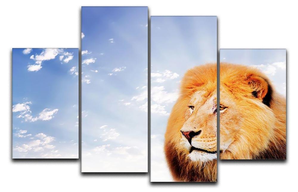 Lion on a sky background 4 Split Panel Canvas - Canvas Art Rocks - 1