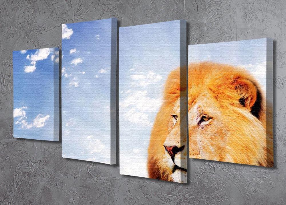 Lion on a sky background 4 Split Panel Canvas - Canvas Art Rocks - 2