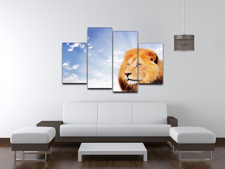 Lion on a sky background 4 Split Panel Canvas - Canvas Art Rocks - 3