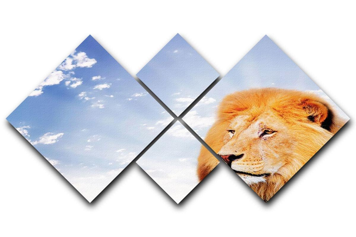 Lion on a sky background 4 Square Multi Panel Canvas - Canvas Art Rocks - 1