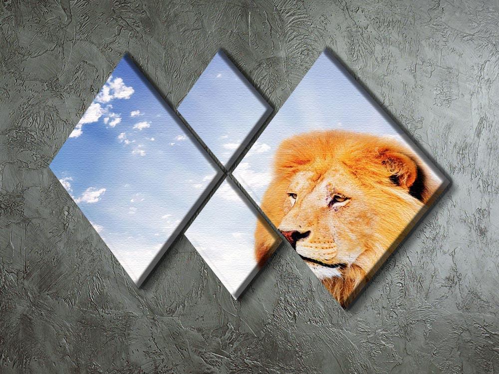 Lion on a sky background 4 Square Multi Panel Canvas - Canvas Art Rocks - 2
