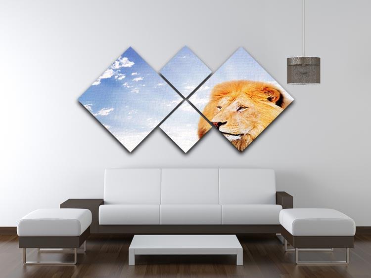 Lion on a sky background 4 Square Multi Panel Canvas - Canvas Art Rocks - 3