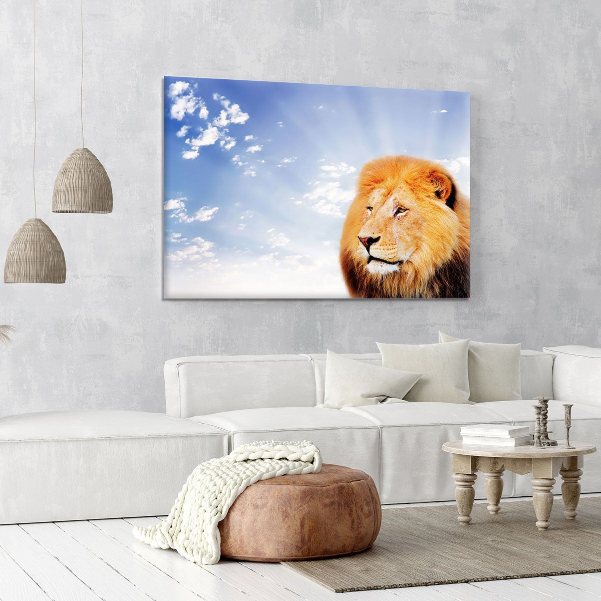 Lion on a sky background Canvas Print or Poster