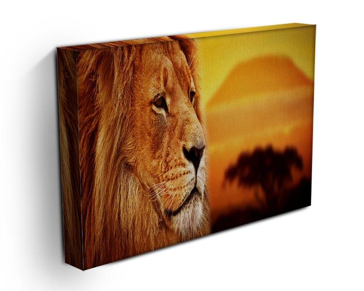 Lion portrait on savanna landscape Canvas Print or Poster - Canvas Art Rocks - 3